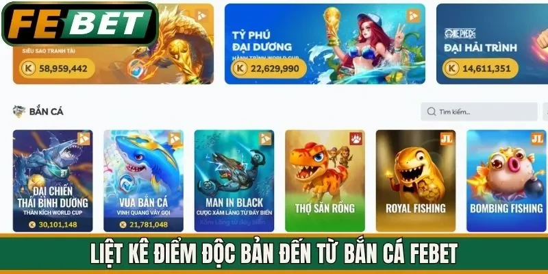Liệt kê điểm độc bản đến từ bắn cá FEBET