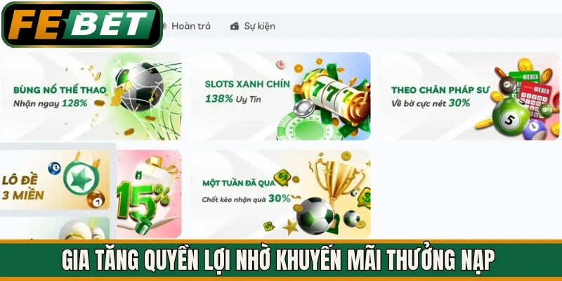 Gia tăng quyền lợi nhờ khuyến mãi thưởng nạp