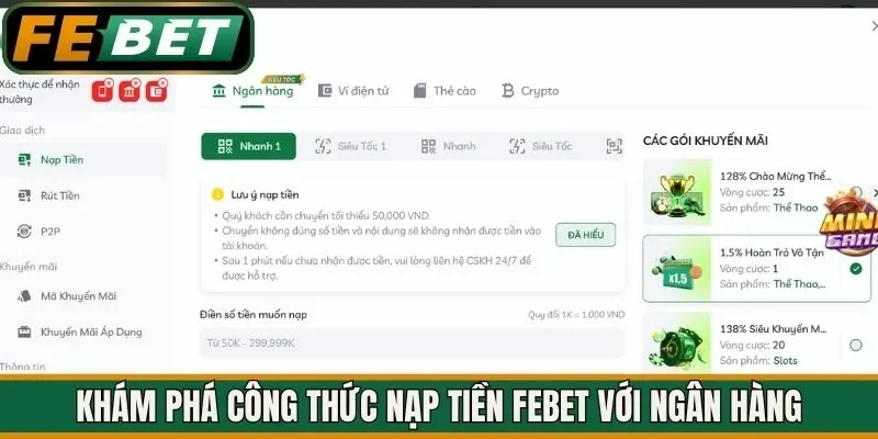 Khám phá công thức nạp tiền FEBET với ngân hàng